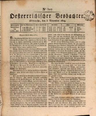 Der Oesterreichische Beobachter Mittwoch 3. November 1819