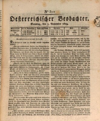 Der Oesterreichische Beobachter Sonntag 7. November 1819