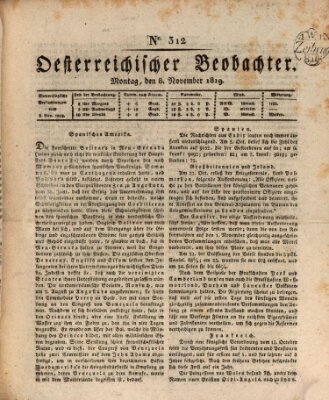 Der Oesterreichische Beobachter Montag 8. November 1819