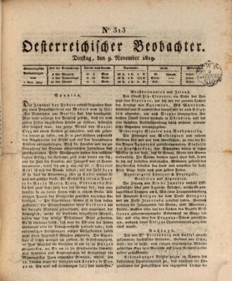 Der Oesterreichische Beobachter Dienstag 9. November 1819