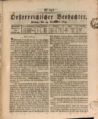 Der Oesterreichische Beobachter Freitag 19. November 1819