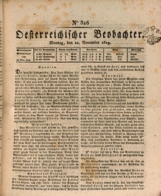 Der Oesterreichische Beobachter Montag 22. November 1819