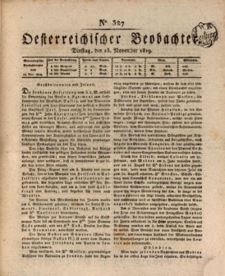 Der Oesterreichische Beobachter Dienstag 23. November 1819