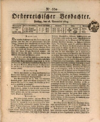 Der Oesterreichische Beobachter Freitag 26. November 1819