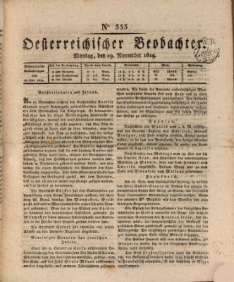 Der Oesterreichische Beobachter Montag 29. November 1819