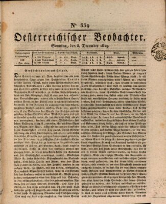 Der Oesterreichische Beobachter Sonntag 5. Dezember 1819