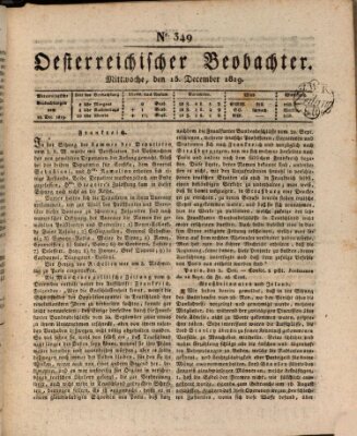 Der Oesterreichische Beobachter Mittwoch 15. Dezember 1819