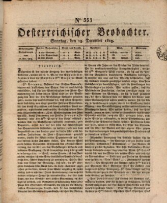 Der Oesterreichische Beobachter Sonntag 19. Dezember 1819