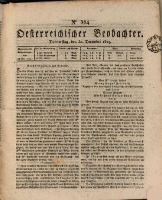 Der Oesterreichische Beobachter Donnerstag 30. Dezember 1819