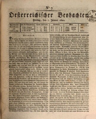 Der Oesterreichische Beobachter Freitag 7. Januar 1820