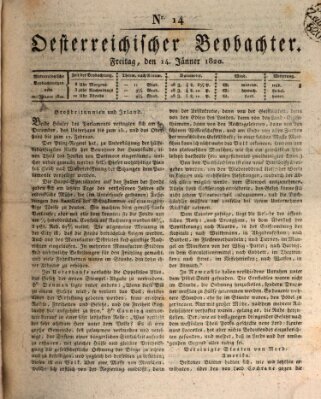 Der Oesterreichische Beobachter Freitag 14. Januar 1820