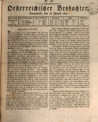 Der Oesterreichische Beobachter Samstag 15. Januar 1820