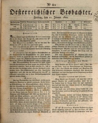 Der Oesterreichische Beobachter Freitag 21. Januar 1820