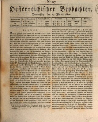 Der Oesterreichische Beobachter Donnerstag 27. Januar 1820