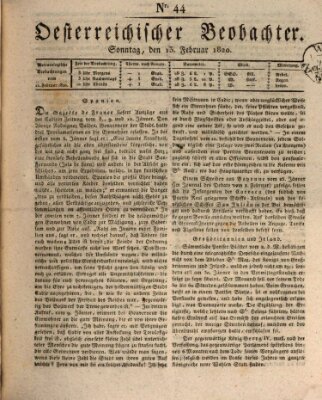 Der Oesterreichische Beobachter Sonntag 13. Februar 1820