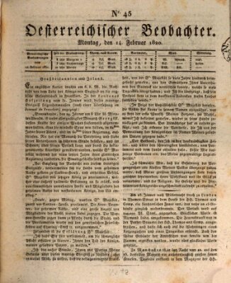 Der Oesterreichische Beobachter Montag 14. Februar 1820