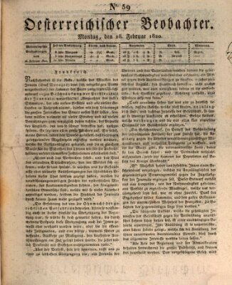 Der Oesterreichische Beobachter Montag 28. Februar 1820