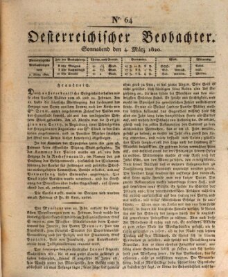 Der Oesterreichische Beobachter Samstag 4. März 1820