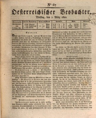 Der Oesterreichische Beobachter Dienstag 7. März 1820