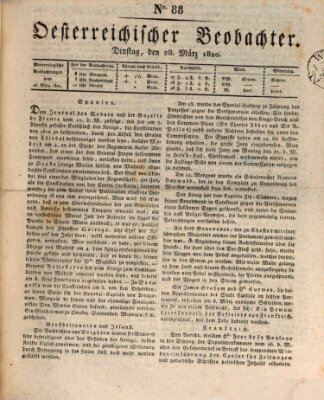 Der Oesterreichische Beobachter Dienstag 28. März 1820