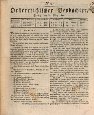 Der Oesterreichische Beobachter Freitag 31. März 1820