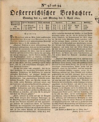 Der Oesterreichische Beobachter Montag 3. April 1820