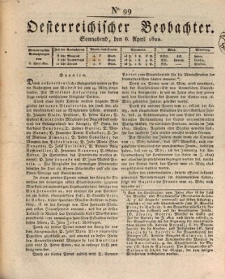 Der Oesterreichische Beobachter Samstag 8. April 1820