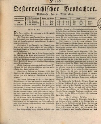 Der Oesterreichische Beobachter Mittwoch 12. April 1820