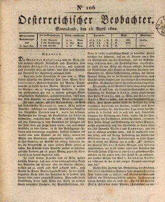 Der Oesterreichische Beobachter Samstag 15. April 1820