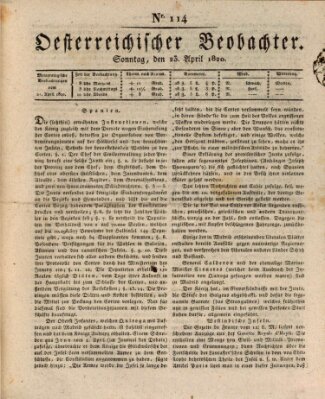 Der Oesterreichische Beobachter Sonntag 23. April 1820