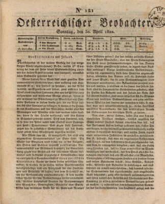 Der Oesterreichische Beobachter Sonntag 30. April 1820