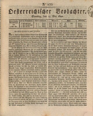 Der Oesterreichische Beobachter Sonntag 14. Mai 1820