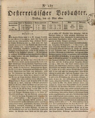 Der Oesterreichische Beobachter Dienstag 16. Mai 1820