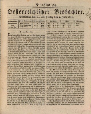 Der Oesterreichische Beobachter Freitag 2. Juni 1820