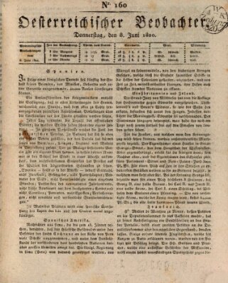 Der Oesterreichische Beobachter Donnerstag 8. Juni 1820