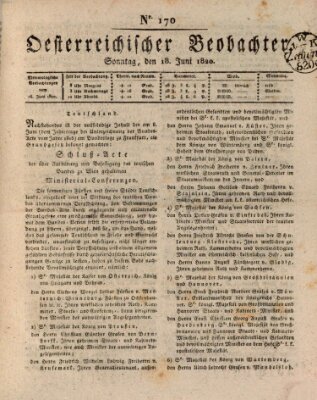 Der Oesterreichische Beobachter Sonntag 18. Juni 1820