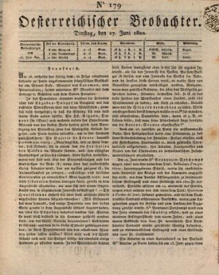 Der Oesterreichische Beobachter Dienstag 27. Juni 1820