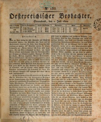 Der Oesterreichische Beobachter Samstag 1. Juli 1820