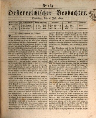 Der Oesterreichische Beobachter Sonntag 2. Juli 1820