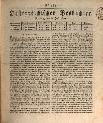 Der Oesterreichische Beobachter Montag 3. Juli 1820