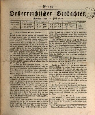 Der Oesterreichische Beobachter Montag 10. Juli 1820