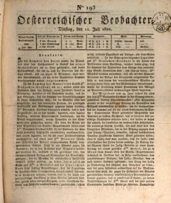 Der Oesterreichische Beobachter Dienstag 11. Juli 1820