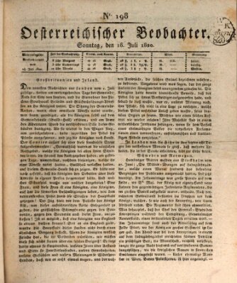 Der Oesterreichische Beobachter Sonntag 16. Juli 1820