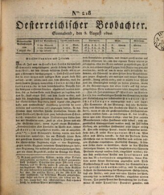 Der Oesterreichische Beobachter Samstag 5. August 1820