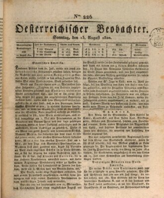 Der Oesterreichische Beobachter Sonntag 13. August 1820