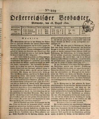 Der Oesterreichische Beobachter Mittwoch 16. August 1820