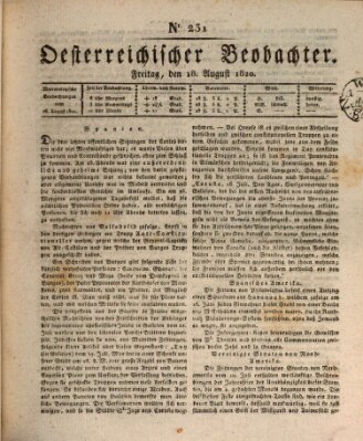 Der Oesterreichische Beobachter Freitag 18. August 1820