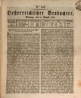 Der Oesterreichische Beobachter Sonntag 20. August 1820