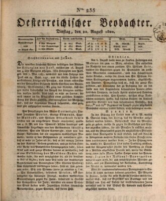 Der Oesterreichische Beobachter Dienstag 22. August 1820