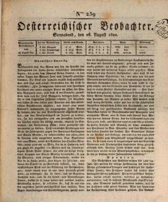 Der Oesterreichische Beobachter Samstag 26. August 1820